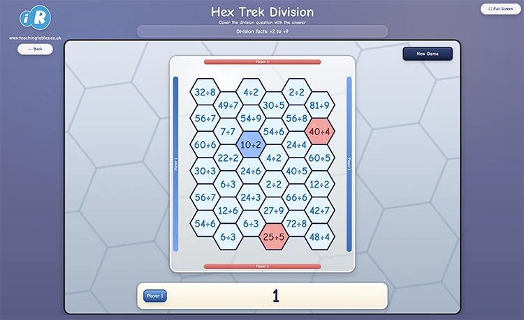 Hex Trek Division Find the Question answer-first game